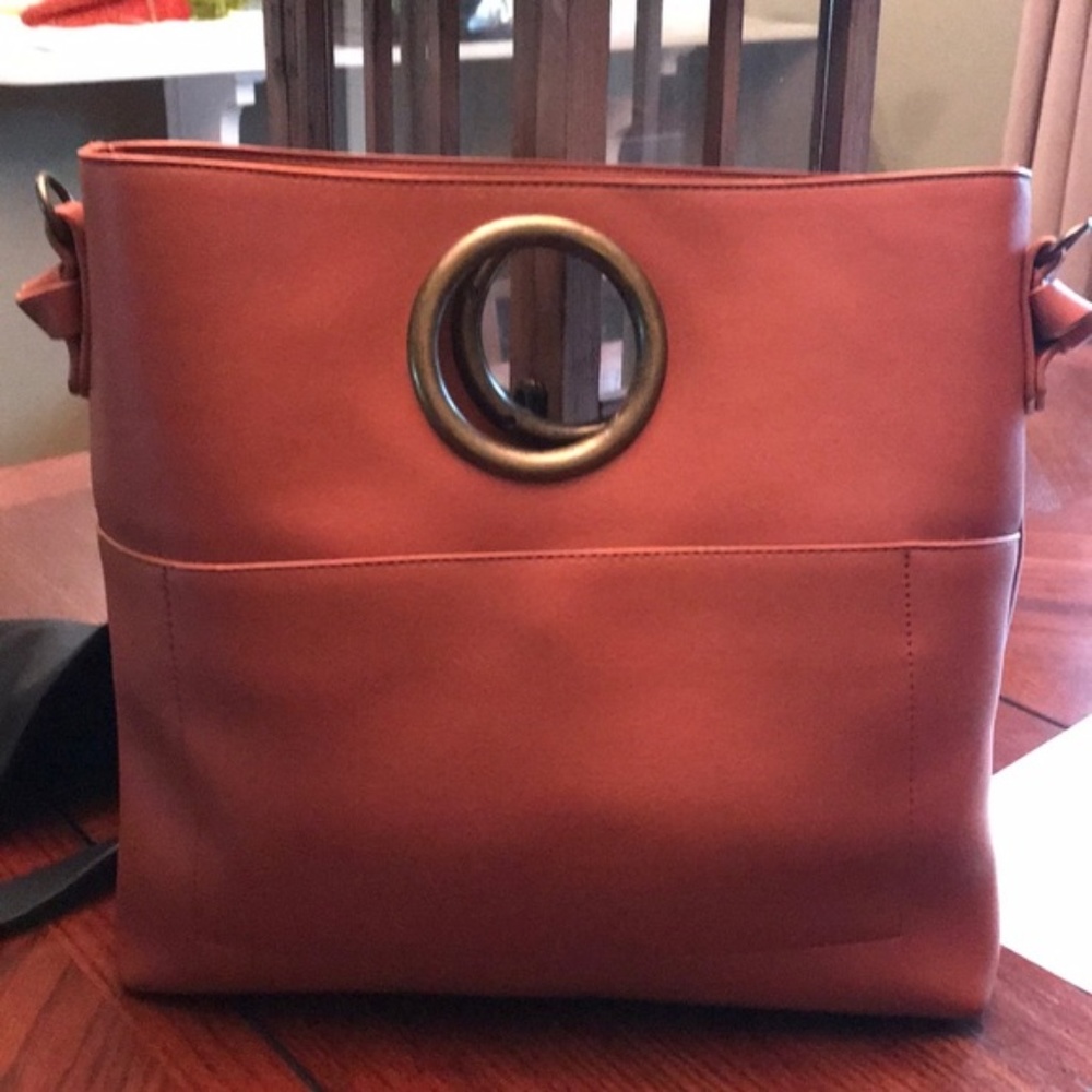 Bourbon Brown Sleek Ring Handbag NWOT